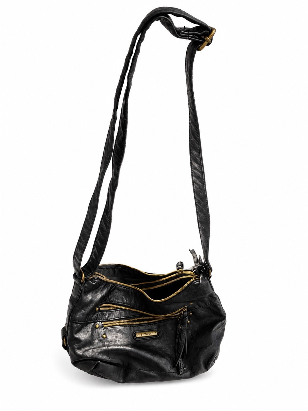 Stone & Co. Black Crossbody Bag with Gold Accents